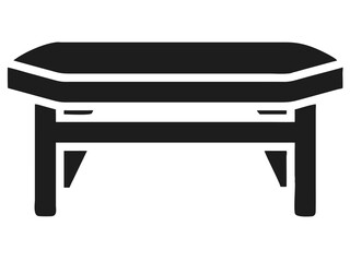 Black silhouette illustration of a coffee table design suitable for interior projects