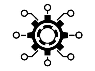 Black silhouette of a machine learning gear icon for technology concepts