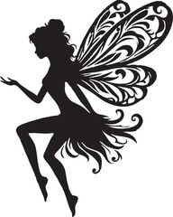 silhouette of a fairy with wings