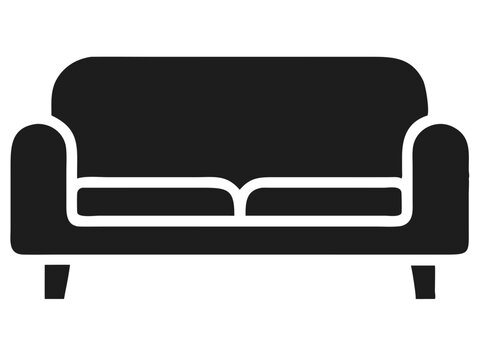 recommend clip art: Black silhouette vector illustration of a modern two seater sofa or couch design