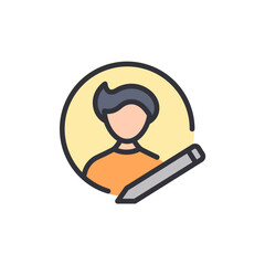 Illustration of a user profile icon with an edit pencil next to it