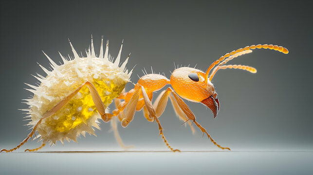 Orange Ant With Yellow Substance Closeup