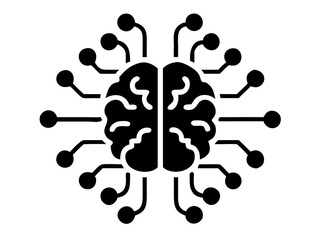 Modern ai brain chip icon silhouette design representing artificial intelligence technology