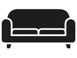 Modern black couch silhouette design on white background for home interior decorations
