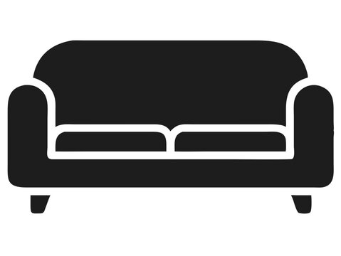 Modern black couch silhouette design on white background for home interior decorations