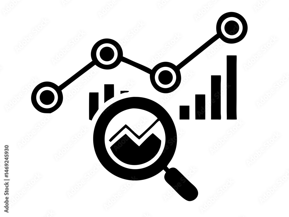 Aufkleber predictive analysis icon silhouette design representing data processing and visualization