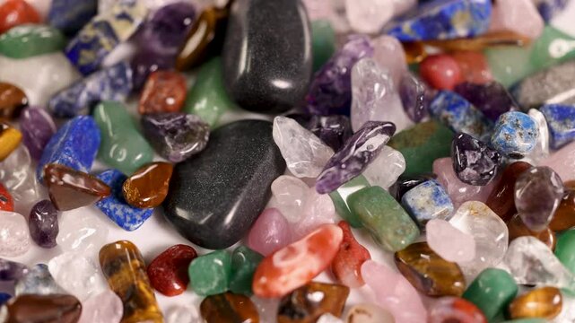 Colorful Gemstones Falling in Slow Motion