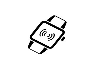 Smartwatch notification icon in sleek black silhouette design with transparency