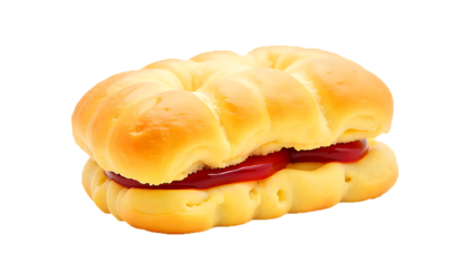 Sweet Bread Filled with Red Jam is Always a Delight on transparent background