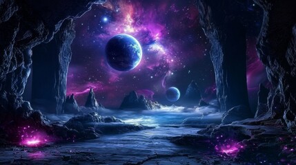 Obraz premium Immerse yourself in a futuristic sci-fi world of vibrant colors and intricate details.