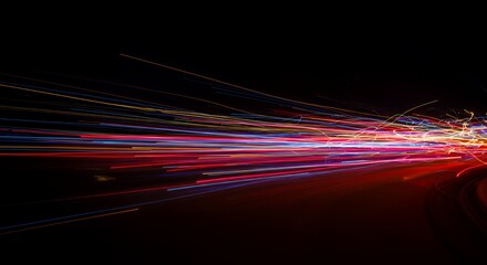 Abstract Light Trails at Night: A Symphony of Color and Motion
