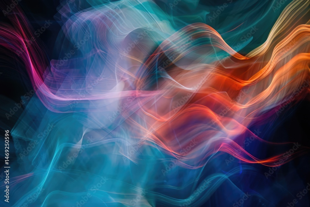 Poster abstract picture vivid color neon light line, digital technology style design connecting become dyna
