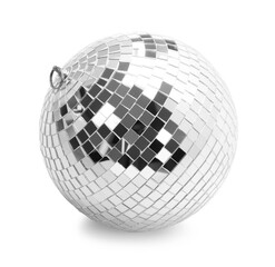 One shiny disco ball isolated on white