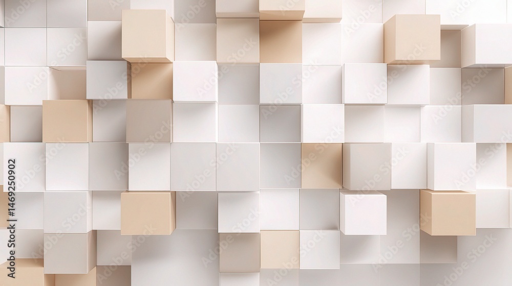 Poster abstract minimal cube pattern background in soft neutral tones