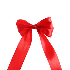 One beautiful red bow on white background