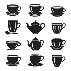 Coffee and Teapot Icons Collection vector