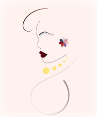 woman with flower drawing line