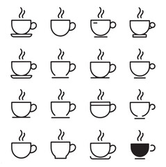 Coffee and Teapot Icons Collection vector