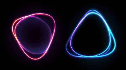 Elegant neon light loops against a minimal dark background