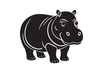 Obraz premium Cute Hippopotamus Silhouette Vector