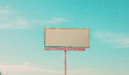 Blank billboard against a pastel sky