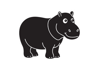 Obraz premium Cute Hippopotamus Silhouette Vector