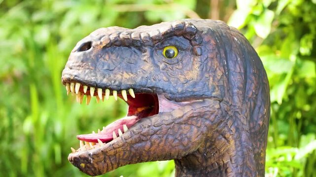 Dinosaur Animatronic in Lush Park Setting