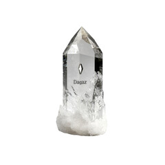Clear Quartz Crystal Point with Dagaz Rune - Spiritual and Mystical Energy