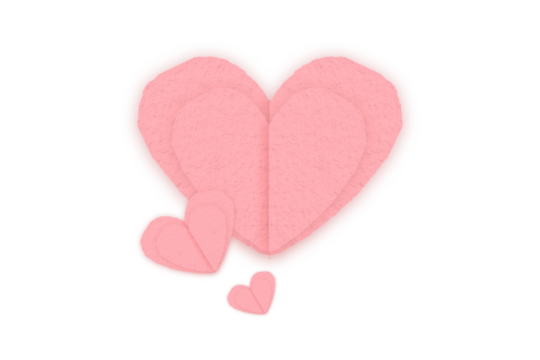 Pink heart paper set on transparent background.