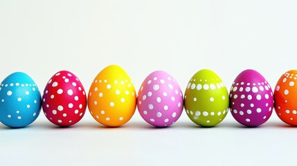 Fototapeta premium Colorful decorated eggs in a horizontal row.