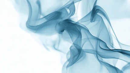 Serene White Background with Soft Blue Fluid Smoke Patterns