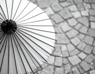 背景はぼかした石畳と和傘