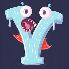 Halloween Font Letter Y as Scary Monster Character – Spooky Horror Beast Alphabet Symbol in Creepy Fantasy Style

