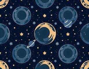 Naklejka premium Planetary Celestial Bodies Pattern for Space-themed Designs