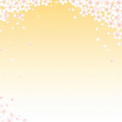 桜の花びらが舞う、淡い色調の背景に余白を多く取ったデザイン