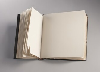 Blank photo album pages fanned open, vertical view,  layout,  display,  mockup