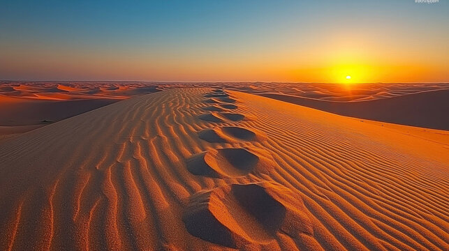 Desert sunset footprints landscape