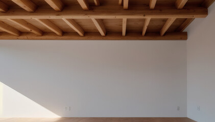 Exposed Wooden Rafters and Planks in the Ceiling of a Country House