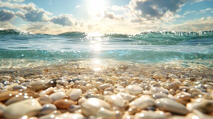A beach shining in the sun
