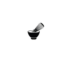 Japanese Matcha Tea Bowl silhouette on white background