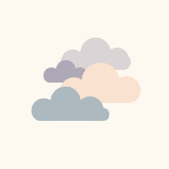 Pastel Cloud Illustration on Neutral Background for Graphic Design, Website Banners, Social Media Posts, Art Projects, and Minimalist Aesthetic