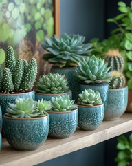 Asymmetrical Succulent Shelf in Neutral Tones