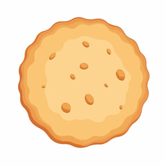 Round Whole Grain Cracker Illustration on White Background for Food Blogs, Nutrition Websites, Dietary Guides, and Healthy Snack Promos
