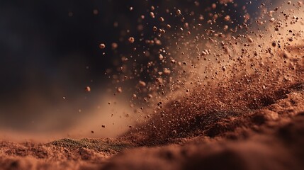 Detailed 3D Render of Cocoa Powder Particles Floating in Air
