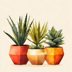 Isometric Succulent Garden Illustration