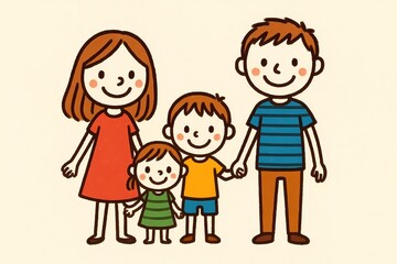 Happy Family Cartoon Illustration Perfect for Children's Books Websites or Family Blogs