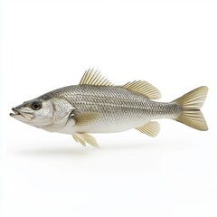 Fototapeta premium White Bass Fish Side View Showing Distinctive Stripes