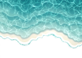 Top view waves on the sand beach, summer holiday vacation concept, isolated on white and transparent background.PNG