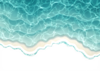 Top view waves on the sand beach, summer holiday vacation concept, isolated on white and transparent background.PNG