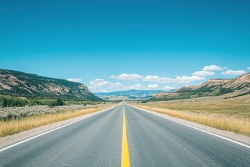 Naklejka premium Empty highway stretches into the distance